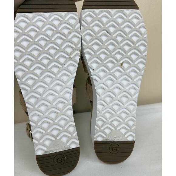 UGG Braelynn Metallic Gold Leather Straps Platform Sandal Womens Size 10 - Picture 10 of 13